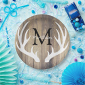 Assiettes En Carton Rustique Pays Blanc Cerf Antlers Barre Lumière Boi (Fête)