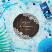 Assiettes En Carton Rustique Pays dentelle Mariage (Fête)