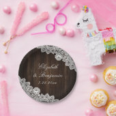 Assiettes En Carton Rustique Pays dentelle Mariage (Fête)