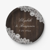 Assiettes En Carton Rustique Pays dentelle Mariage (Devant)