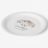 Assiettes En Carton Rustique rose floral 100e fête d'anniversaire Pers (Angle)