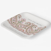 Assiettes En Carton Rustique rose vert Floral Paisley Motif Mariage (Angulaire)