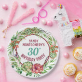 Assiettes En Carton Rustique Succulent Floral 30e anniversaire -Plaque (Fête)