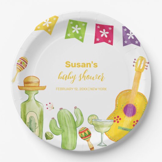 Assiettes En Carton Rustique Taco 'Bout Cactus Lime Baby shower de gui (Devant)