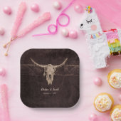 Assiettes En Carton Rustique Taureau Mariage Pays Texture occidentale (Fête)