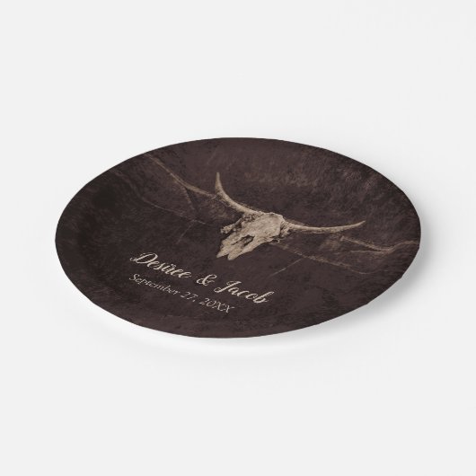 Assiettes En Carton Rustique Taureau Mariage Pays Texture occidentale (Angle)