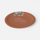 Assiettes En Carton Rustique Terracotta Orange Navy Mariage de rouille (Angle)