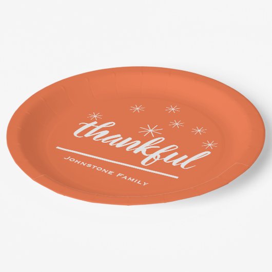 Assiettes En Carton Rustique Thanksgiving Nom personnalisé Merci migno (Angle)