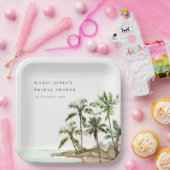 Assiettes En Carton Rustique Tropical Palm Tree Beach Sand Fête des ma (Fête)