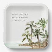 Assiettes En Carton Rustique Tropical Palm Trees Beach Sand Mariage (Recto)