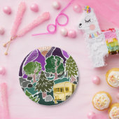 Assiettes En Carton RV Camping Mountain Sun Scene (Fête)