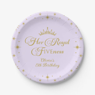 Assiettes En Carton Sa Royal Fiveness Gold Princess 5th Birthday Pape