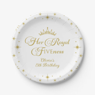 Assiettes En Carton Sa Royal Fiveness Gold Princess 5th Birthday Pape