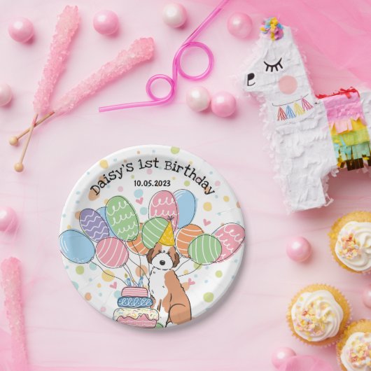 Assiettes En Carton Sable Aussiedoodle Anniversaire Plaques papier (Fête)