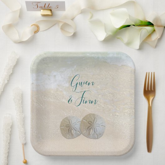 Assiettes En Carton Sable Dollar Bord de mer Mariage (Mariage)