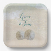 Assiettes En Carton Sable Dollar Bord de mer Mariage (Recto)