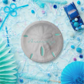 Assiettes En Carton Sable dollar océan plage été turquoise blanc (Fête)