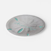 Assiettes En Carton Sable dollar océan plage été turquoise blanc (Angle)