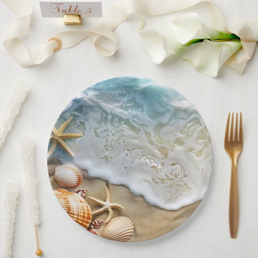 Assiettes En Carton Sable et mer (Mariage)