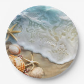 Assiettes En Carton Sable et mer (Devant)