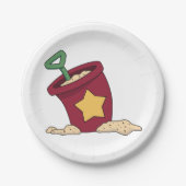 Assiettes En Carton Sable rouge avec étoile et lunette (Devant)