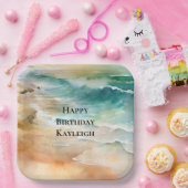 Assiettes En Carton Sable Tropical Mer Turquoise Anniversaire (Fête)