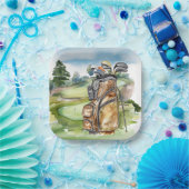 Assiettes En Carton Sac de golf sur terrain de golf (Fête)