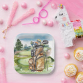 Assiettes En Carton Sac de golf sur terrain de golf (Fête)
