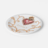 Assiettes En Carton Sacré Coeur Baroque Personnalisé (Angle)