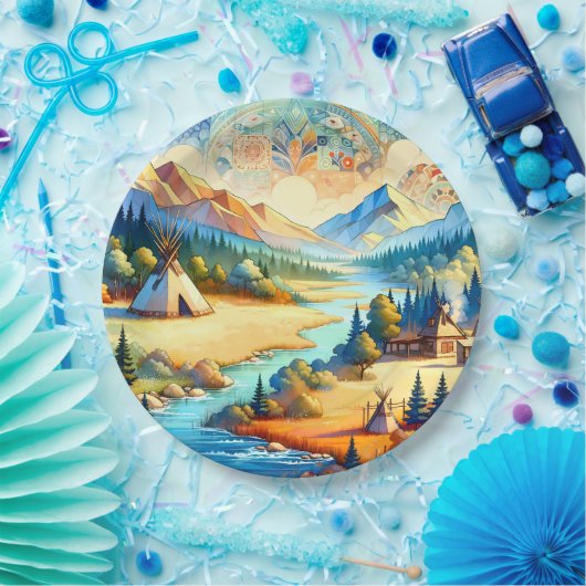 Assiettes En Carton Sacred Valley - Native American Tribal Landscape (Fête)