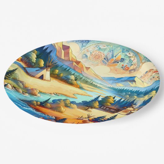 Assiettes En Carton Sacred Valley - Native American Tribal Landscape (Angle)