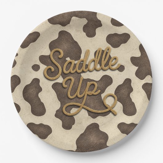 Assiettes En Carton Saddup Brown Cow Country Western Rodeo Party (Devant)