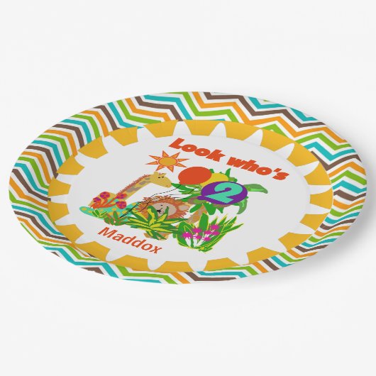 Assiettes En Carton Safari 2e Plaques papier d'anniversaire heureux (Angle)