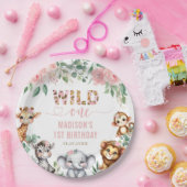Assiettes En Carton Safari Animal Wild One Blush Floral 1er Anniversai (Fête)