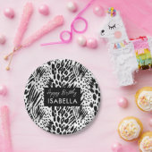 Assiettes En Carton Safari Animaux à la fourrure Motif noir et blanc (Fête)