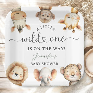Assiettes En Carton Safari Animaux Baby Shower Fête de Naissance
