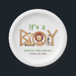 Assiettes En Carton Safari Animaux C'est un garçon Baby shower en bois<br><div class="desc">Pour un baby shower avec thème jungle / safari animaux, pour un bébé garçon. Le mot Boy est fait de lettres en bois. Parmi les lettres, il y a des animaux de la jungle : un lion à l'intérieur du O, une girafe et un zèbre entre les lettres. Au-dessus des...</div>
