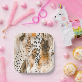 Assiettes En Carton Safari Animaux Fourrures imprimés Abstrait Moderne (Fête)