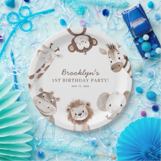 Assiettes En Carton Safari Animaux Garçon Anniversaire Enfants (Fête)