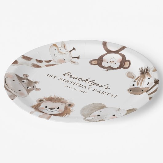 Assiettes En Carton Safari Animaux Garçon Anniversaire Enfants (Angle)