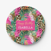 Assiettes En Carton Safari Animaux imprimés de fourrure Motif Vert ros (Devant)