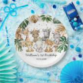 Assiettes En Carton Safari Animaux Jungle Verdure Sauvage Un Anniversa (Fête)