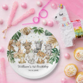 Assiettes En Carton Safari Animaux Jungle Verdure Sauvage Un Anniversa (Fête)