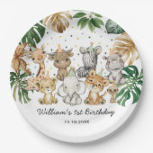 Assiettes En Carton Safari Animaux Jungle Verdure Sauvage Un Anniversa (Devant)