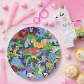 Assiettes En Carton Safari Animaux motif coloré (Fête)