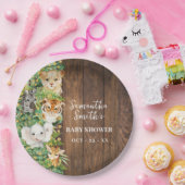 Assiettes En Carton Safari Animaux Parties scintillant d'or Baby showe (Fête)