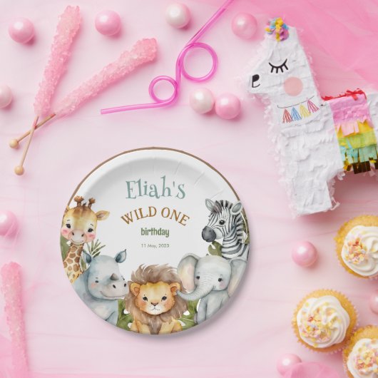 Assiettes En Carton Safari Animaux sauvages Un 1er anniversaire (Fête)