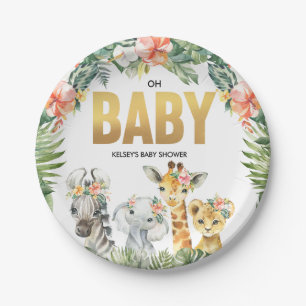 Assiettes En Carton Safari Baby shower Oh Baby Jungle Party Plaques
