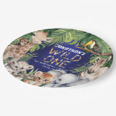 Assiettes En Carton safari bleu marine thème sauvage un 1er anniversai (Angle)