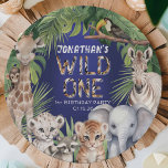 Assiettes En Carton safari bleu marine thème sauvage un 1er anniversai<br><div class="desc">Célébrez le premier voyage de votre petit avec notre "Wild One Safari Animals Jungle Boy 1st Birthday Paper Plates", parfait pour ajouter une touche d'aventure au bain d'anniversaire de votre garçon. Chaque assiette est exquise et composée d'un charmant ensemble d'animaux de safari aquarellés, dont une girafe, un lion, un chimpanzé,...</div>